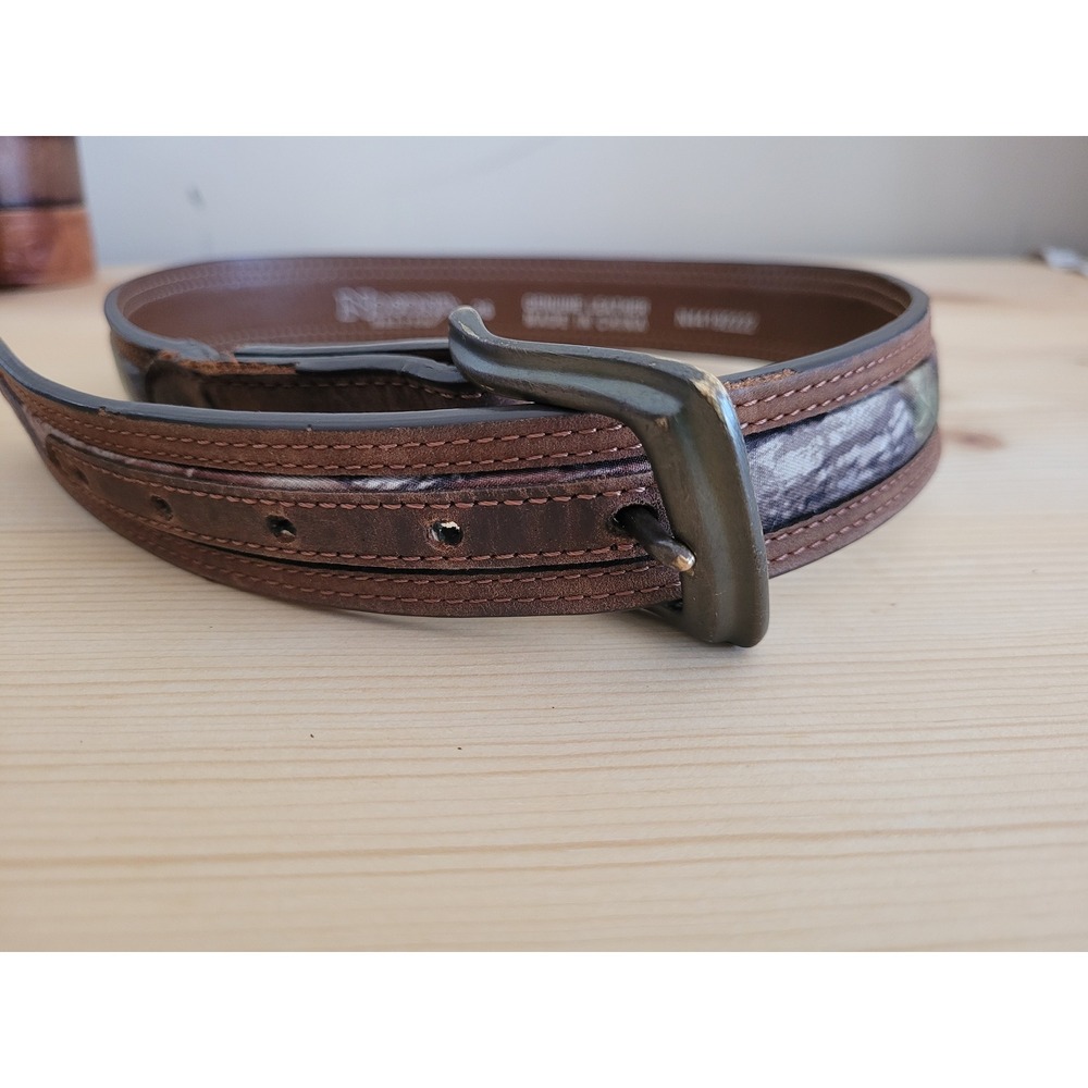 Nocona Mossy Oak Belt Kids Brown Leather Camo Inlay Western Belt Size 26